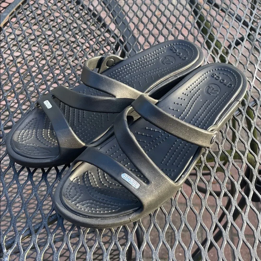 CROCS Patricia Wedge Sandals Black Size 11